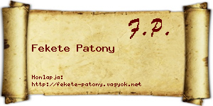 Fekete Patony névjegykártya